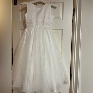 Mon Cheri White Lace Formal Kids Dress